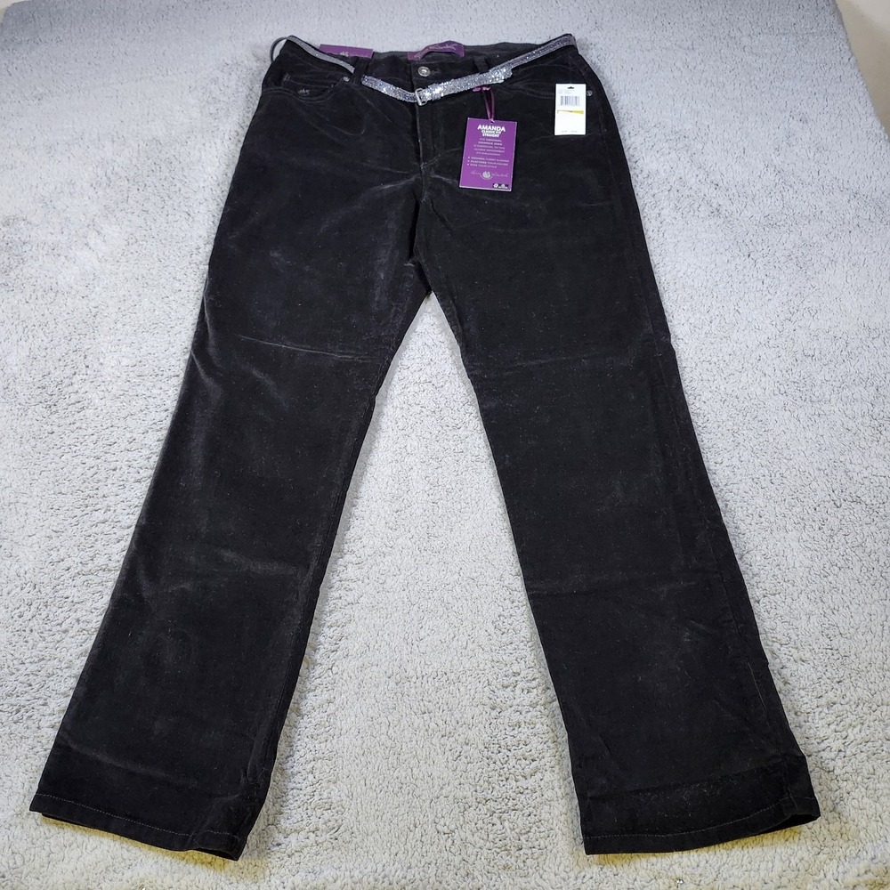 Gloria Vanderbilt Amanda Slim Womens Jeans 14P Black Pants Classic Rise Flex New